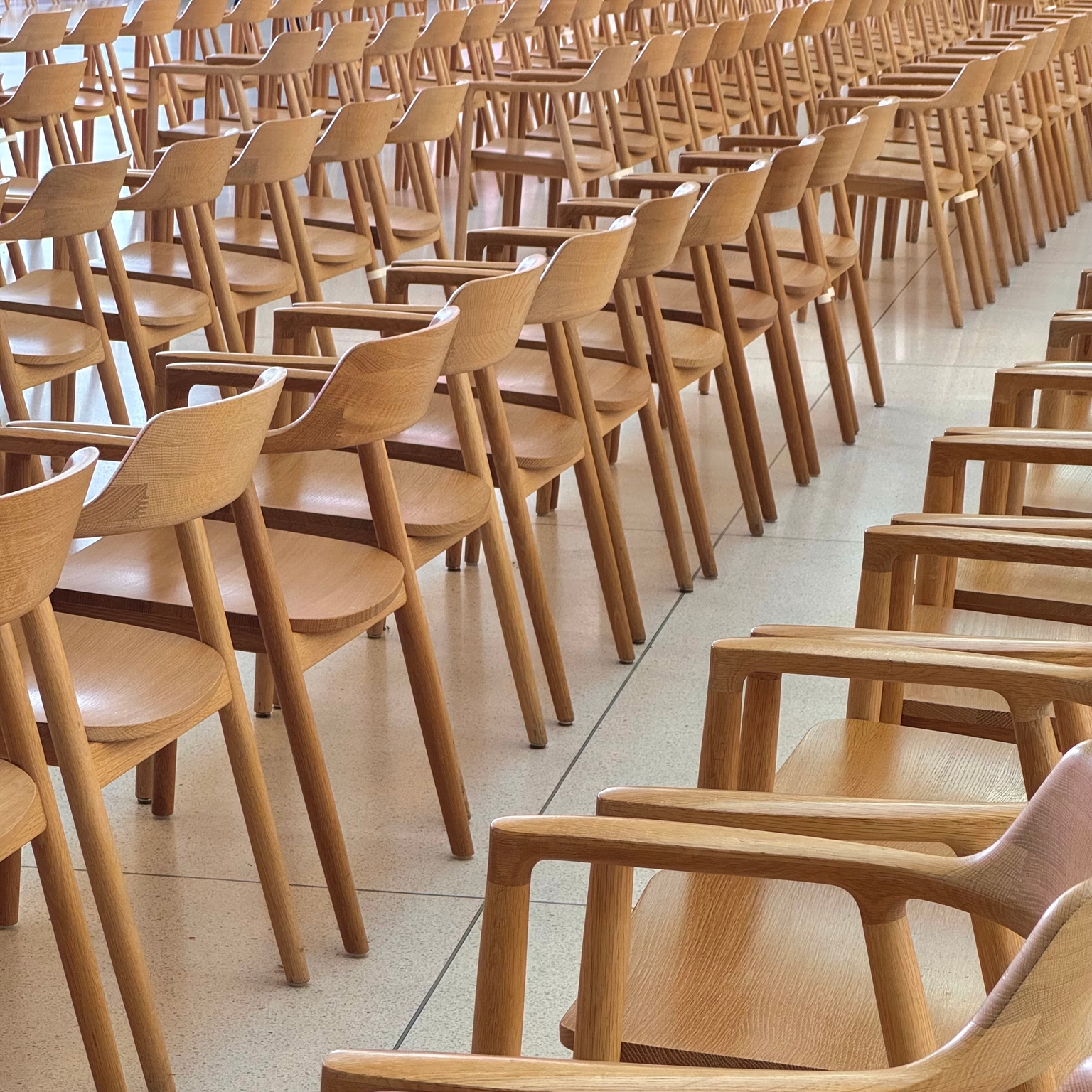 rows of chairs in Apple Park