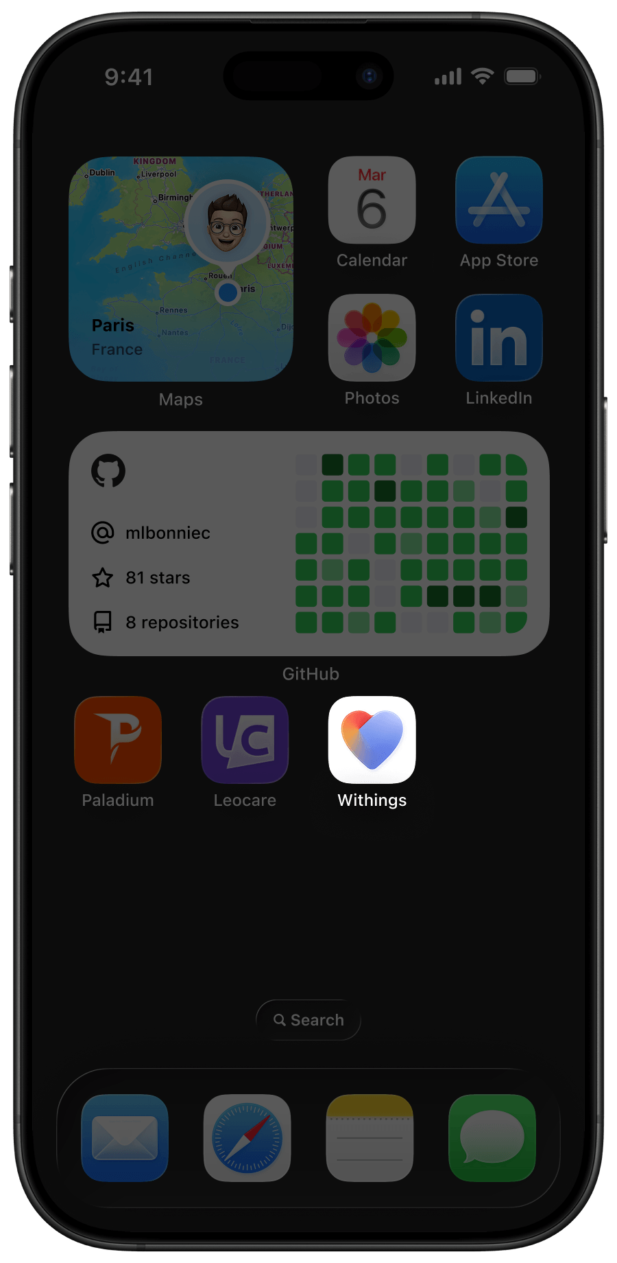 iPhone 16 Pro focused on a Withings application icon