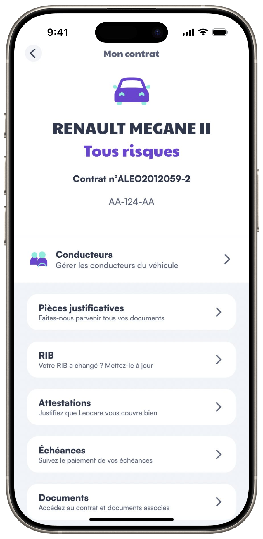 Leocare iOS Application Contract View