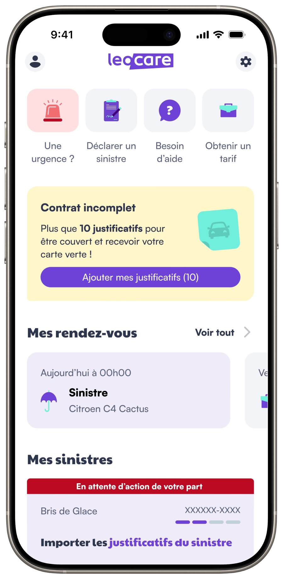 Leocare iOS Application Home View