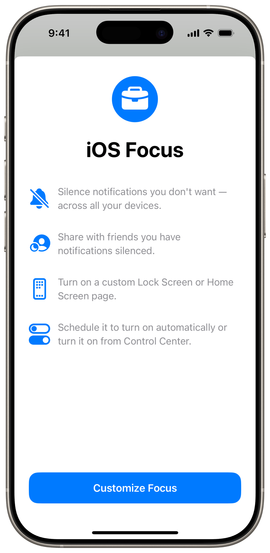 iOS Focus OnBoarding View