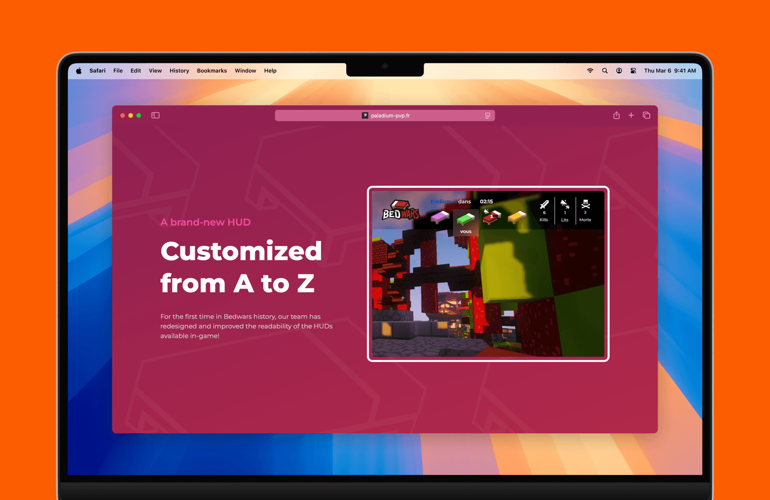 Bedwars HUD Section of PaintWars Mini-Games page